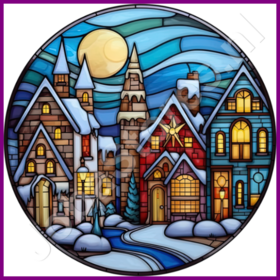 Diamond Painting Stained Glass Christmas Village 02
