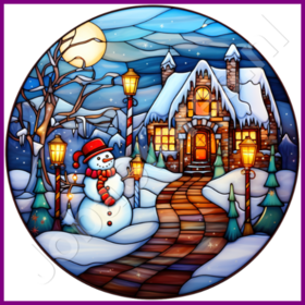 Diamond Painting Stained Glass Christmas Village 04