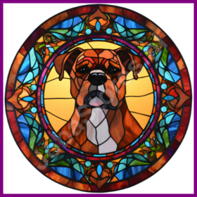 Diamond Painting Stained Glass Dog - Boxer 04