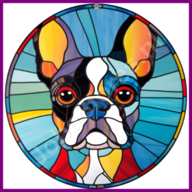 Diamond Painting Stained Glass Dog - Boston Terrier 01