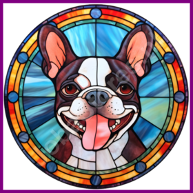 Diamond Painting Stained Glass Dog - Boston Terrier 02