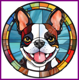 Diamond Painting Stained Glass Dog - Boston Terrier 04