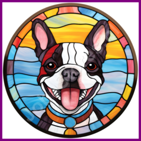 Diamond Painting Stained Glass Dog - Boston Terrier 05