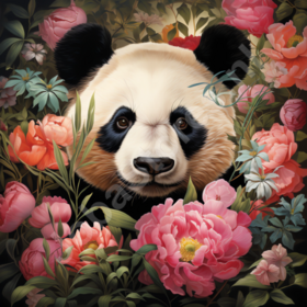 Diamond Painting Panda among flowers