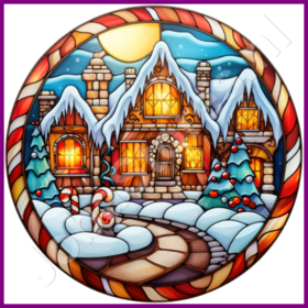 Diamond Painting Stained Glass Christmas House 02