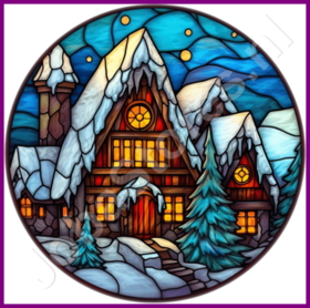 Diamond Painting Stained Glass Christmas House 03