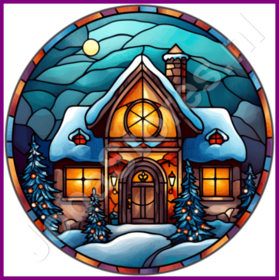 Diamond Painting Stained Glass Christmas House 04