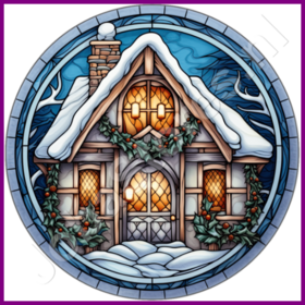Diamond Painting Stained Glass Christmas House 05