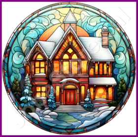 Diamond Painting Stained Glass Christmas House 06