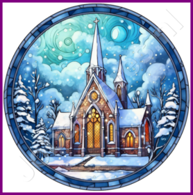 Diamond Painting Stained Glass Christmas House 07