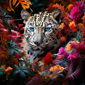 Diamond Painting Leopard among flowers