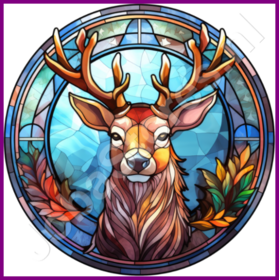 Diamond Painting Stained Glass Christmas Reindeer 01