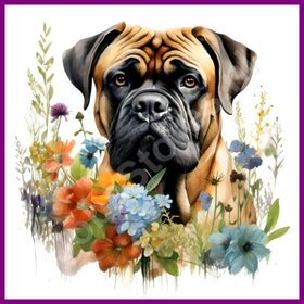 Diamond Painting BullMastiff with Flowers