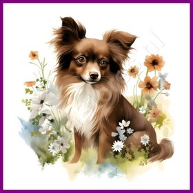 Diamond Painting Chihuahua 01 with Flowers