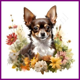 Diamond Painting Chihuahua with Flowers 02