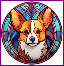 Diamond Painting Stained Glass Dog - Corgi 01