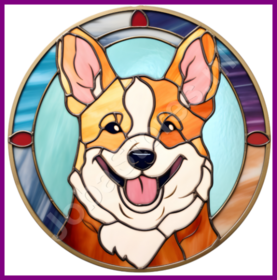 Diamond Painting Stained Glass Dog - Corgi 03