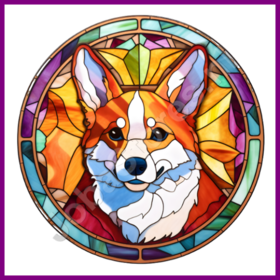 Diamond Painting Stained Glass Dog - Corgi 04