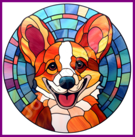 Diamond Painting Stained Glass Dog - Corgi 05