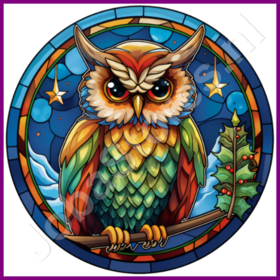 Diamond Painting Stained Glass Christmas Owl