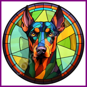 Diamond Painting Stained Glass Dog - Doberman 03