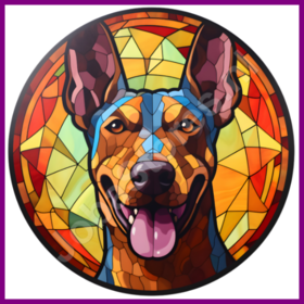 Diamond Painting Stained Glass Dog - Doberman 04