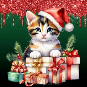 Diamond Painting Christmas Kitten 06