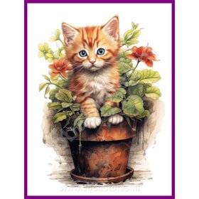 Diamond Painting Kitten in plantpot 05