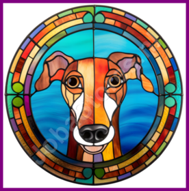 Diamond Painting Stained Glass Dog - Greyhound 01