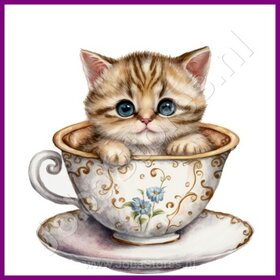 Diamond Painting Kitten in the Teacup 01
