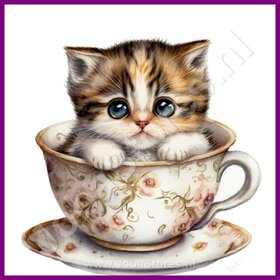 Diamond Painting Kitten in the Teacup 02