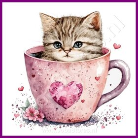 Diamond Painting Kitten in the Teacup 03
