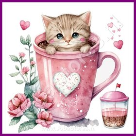 Diamond Painting Kitten in the Teacup 04