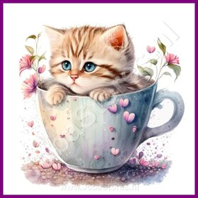 Diamond Painting Kitten in the Teacup 05