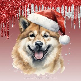Diamond Painting Akita with Christmas Hat