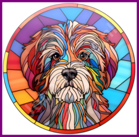 Diamond Painting Stained Glass Dog - Havanese 02