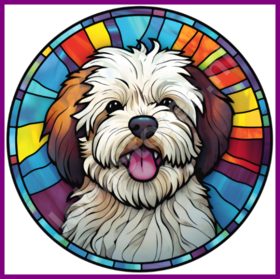 Diamond Painting Stained Glass Dog - Havanese 03