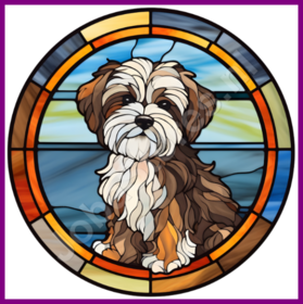 Diamond Painting Stained Glass Dog - Havanese 05