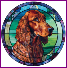 Diamond Painting Stained Glass Dog - Irish Setter 01