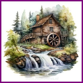 Diamond Painting Watermill 01