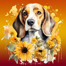 Diamond Painting Beagle with Sunflowers