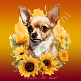 Diamond Painting Chihuahua with Sunflowers