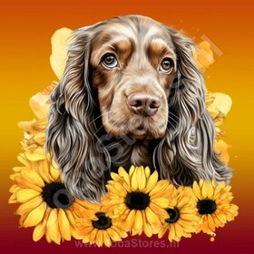 Diamond Painting Cocker Spaniel with Sunflowers