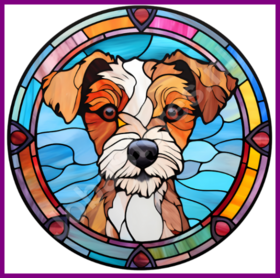Diamond Painting Stained Glass Dog - Jack Russell 03