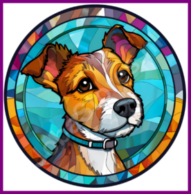 Diamond Painting Stained Glass Dog - Jack Russell 04