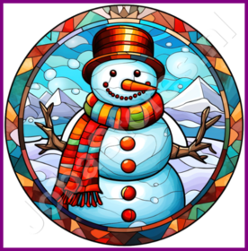 Diamond Painting Stained Glass Christmas Snowman 02