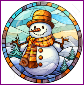 Diamond Painting Stained Glass Christmas Snowman 03