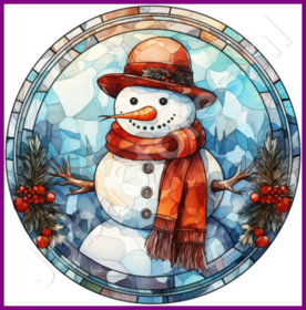 Diamond Painting Stained Glass Christmas Snowman 04