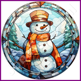 Diamond Painting Stained Glass Christmas Snowman 05