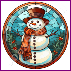 Diamond Painting Stained Glass Christmas Snowman 07